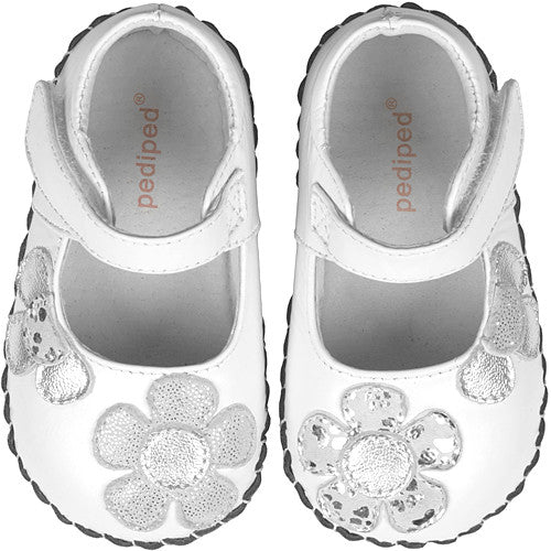 Pediped Abigail White/Silver Infant Shoe